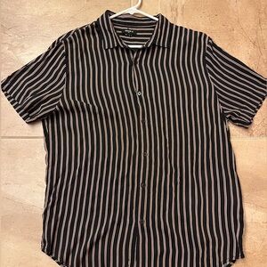 Zara Men's Black Shirt with White Stripes